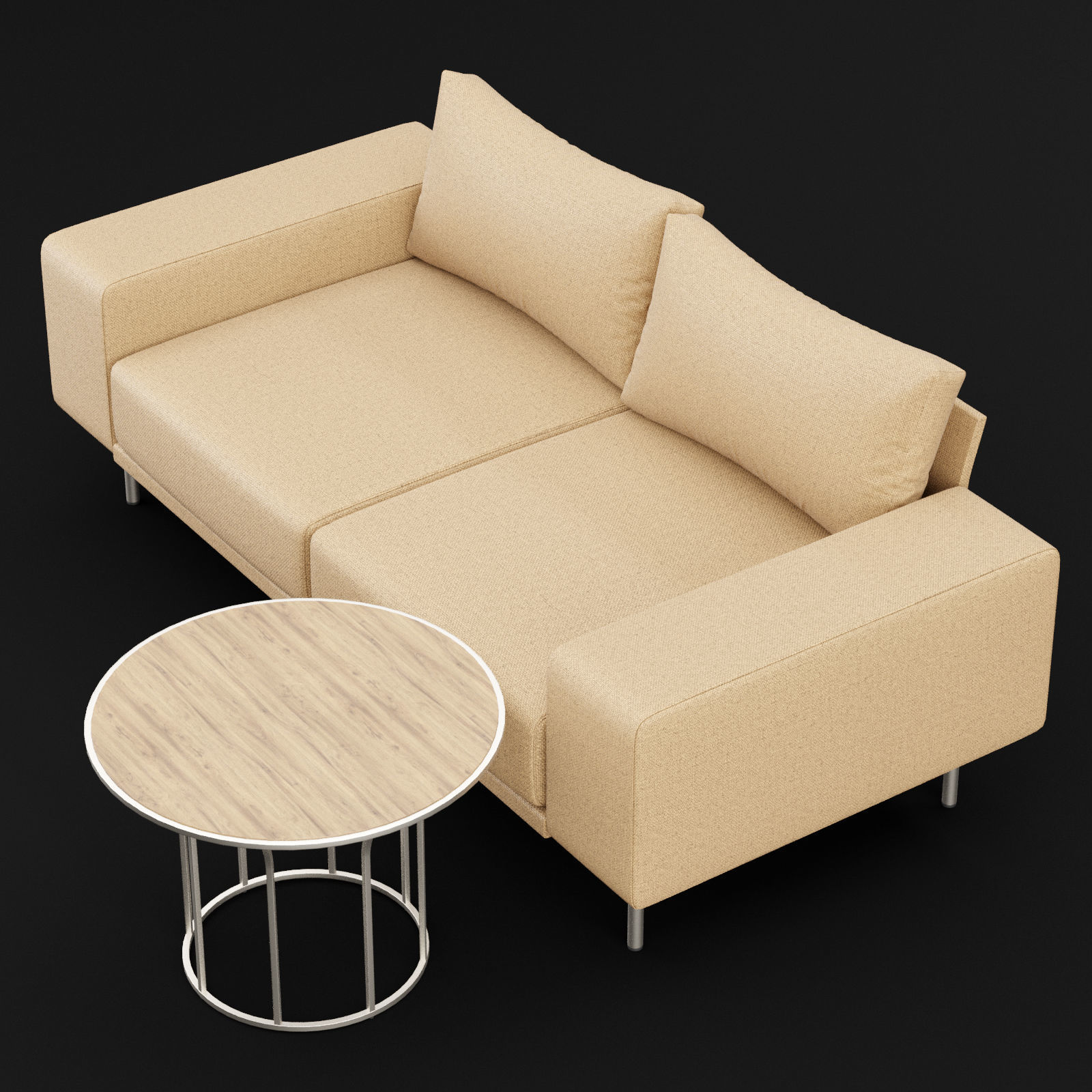 Sofa piu double 180 and cara 620 cofe table BT design 3D model_10