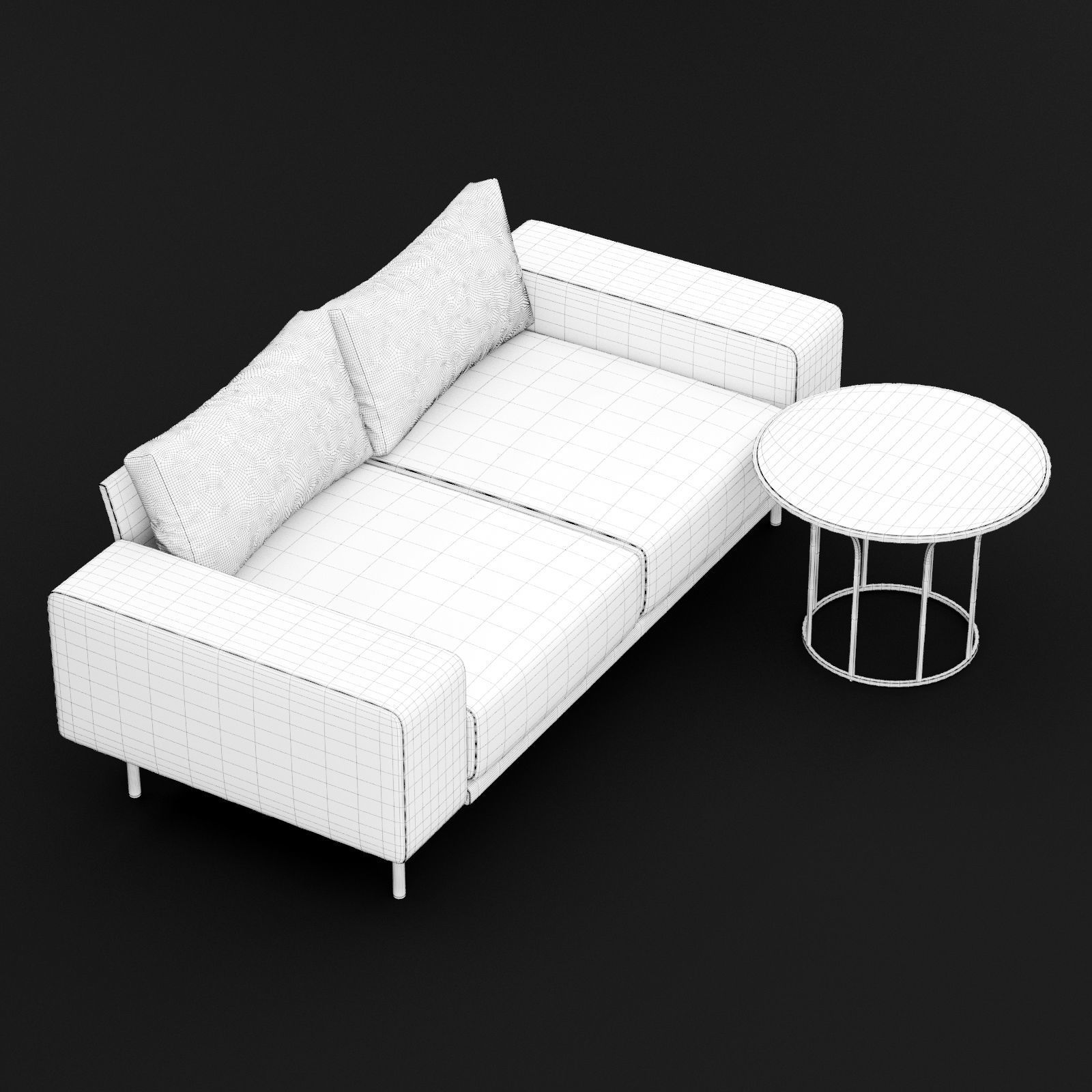 Sofa piu double 180 and cara 620 cofe table BT design 3D model_1