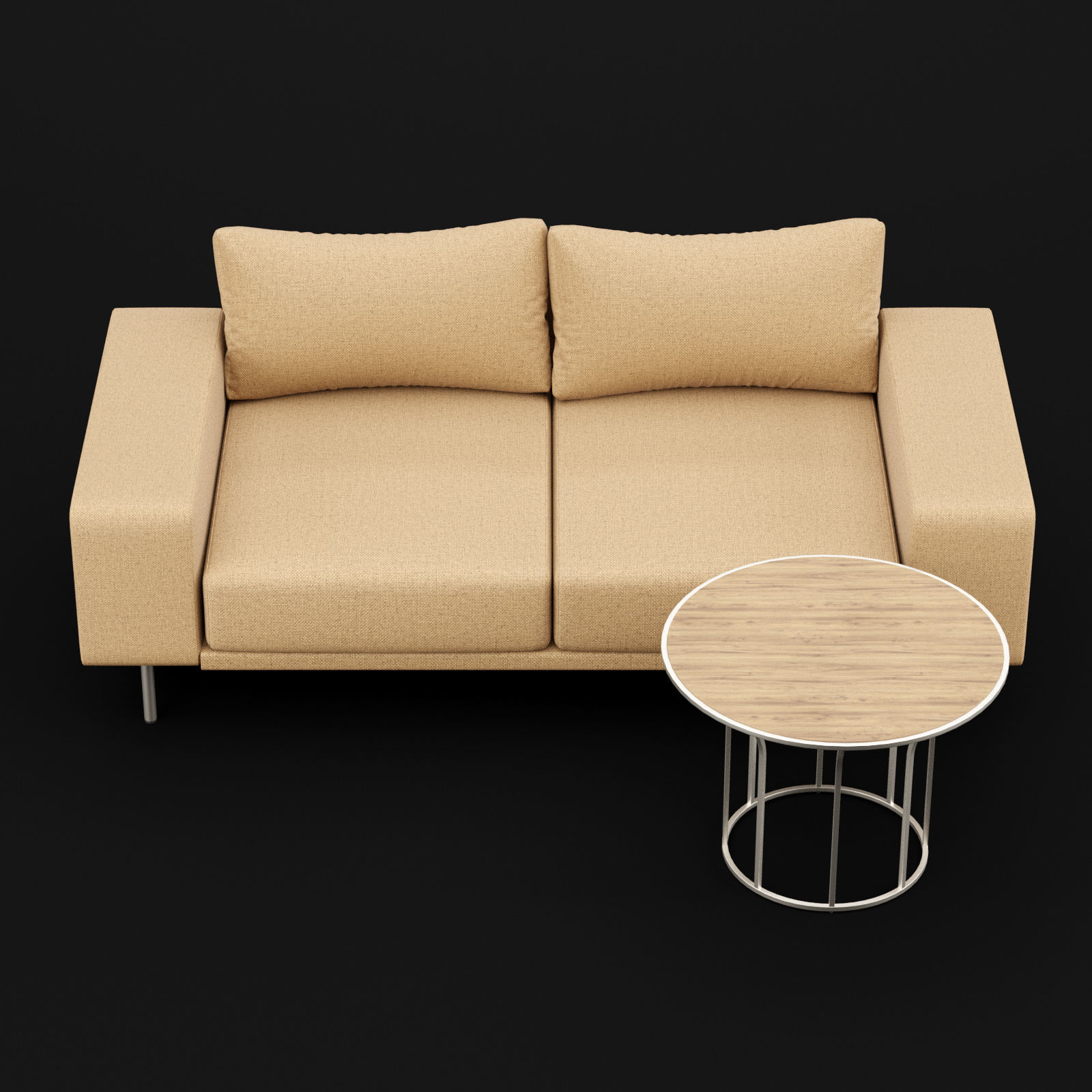 Sofa piu double 180 and cara 620 cofe table BT design 3D model_2