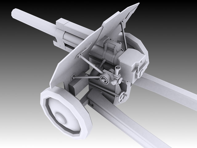Soviet M30 122mm howitzer Low-poly 3D model_1
