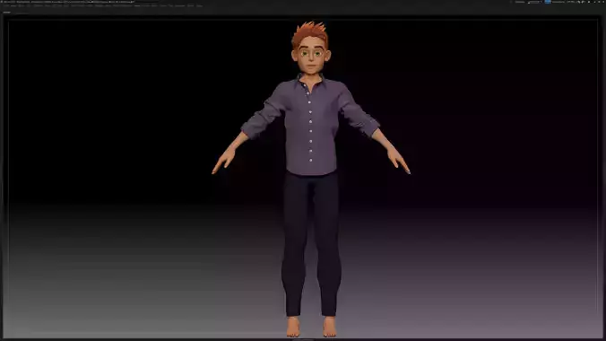 ZBrush Stylized Character Boy Base Mesh - Blue Boy Style 4