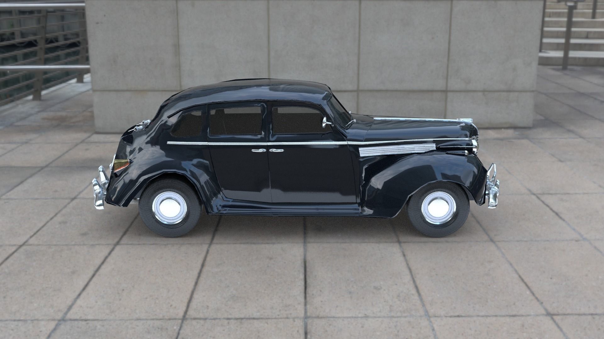 1938 BUICK Special 4 Door Sedan Low-poly 3D model_1