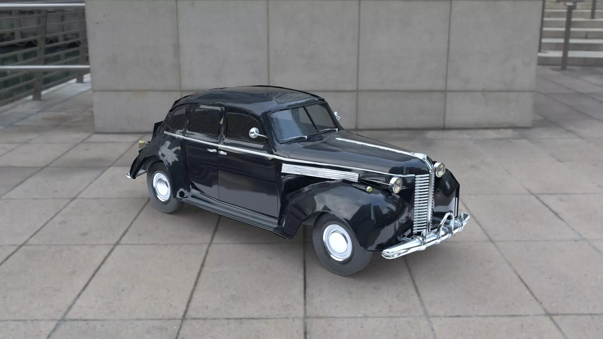1938 BUICK Special 4 Door Sedan Low-poly 3D model_0