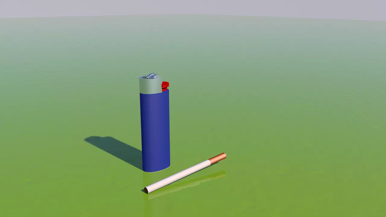 Lighter and piece of paper Free 3D model_0