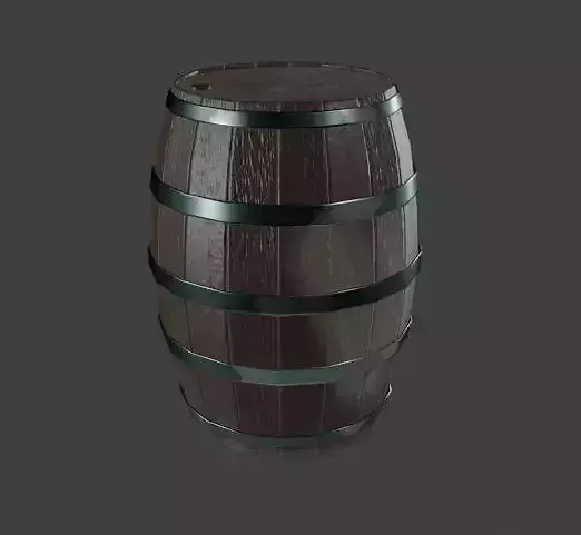 Low poly pbr wooden barrel 