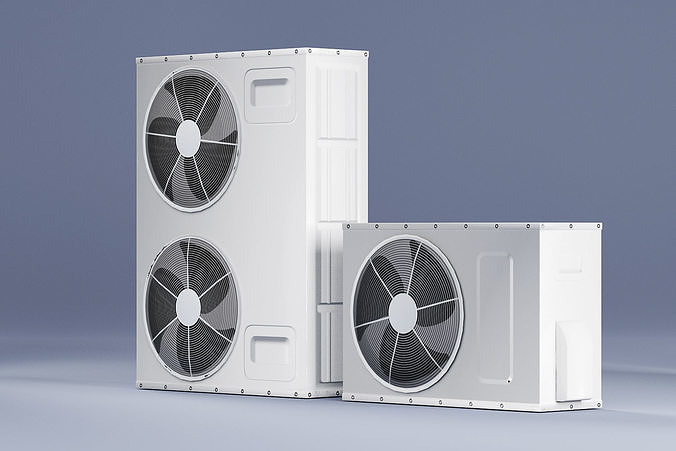 Sample Model of Split air conditioner outdoor box low poly Low-poly 3D model