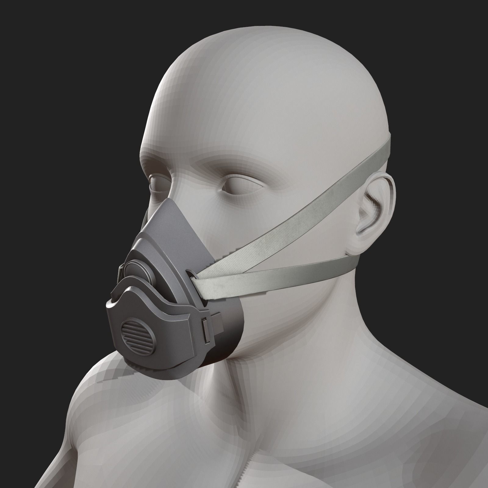 Gas mask helmet 3d model military combat isolated equipment Low-poly 3D model_1