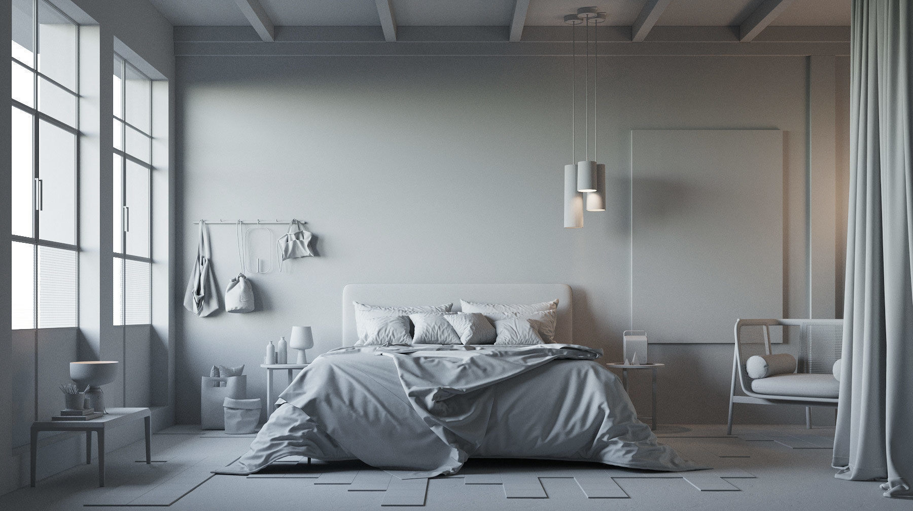 Cozy Bedroom interior scene 3D model_11