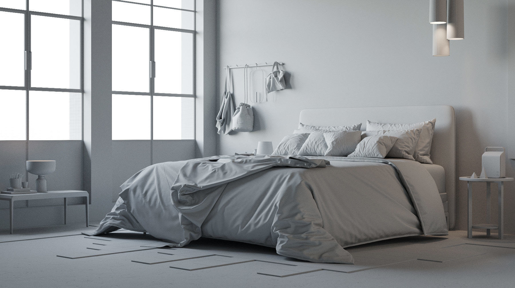 Cozy Bedroom interior scene 3D model_10