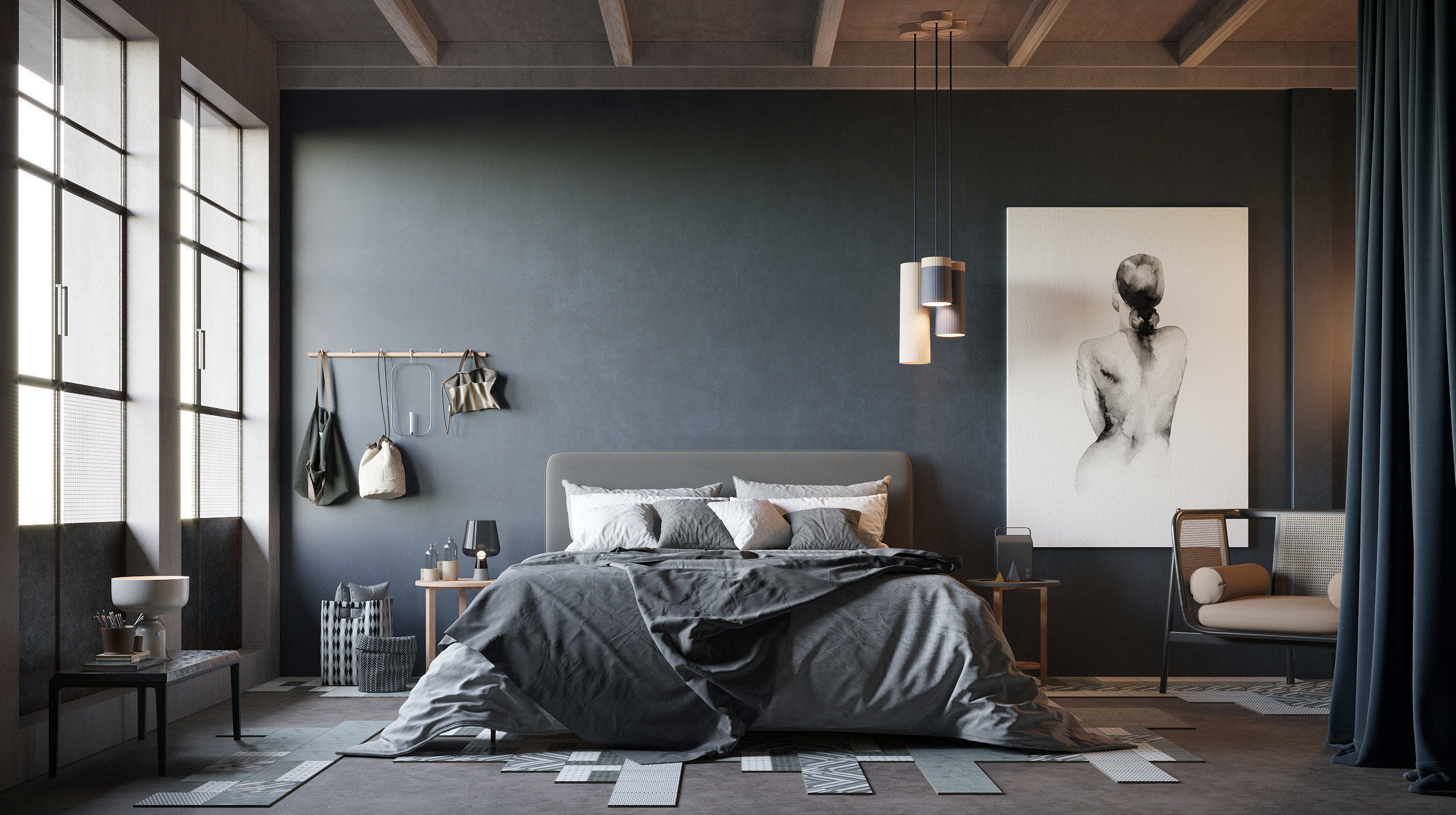 Cozy Bedroom interior scene 3D model_0