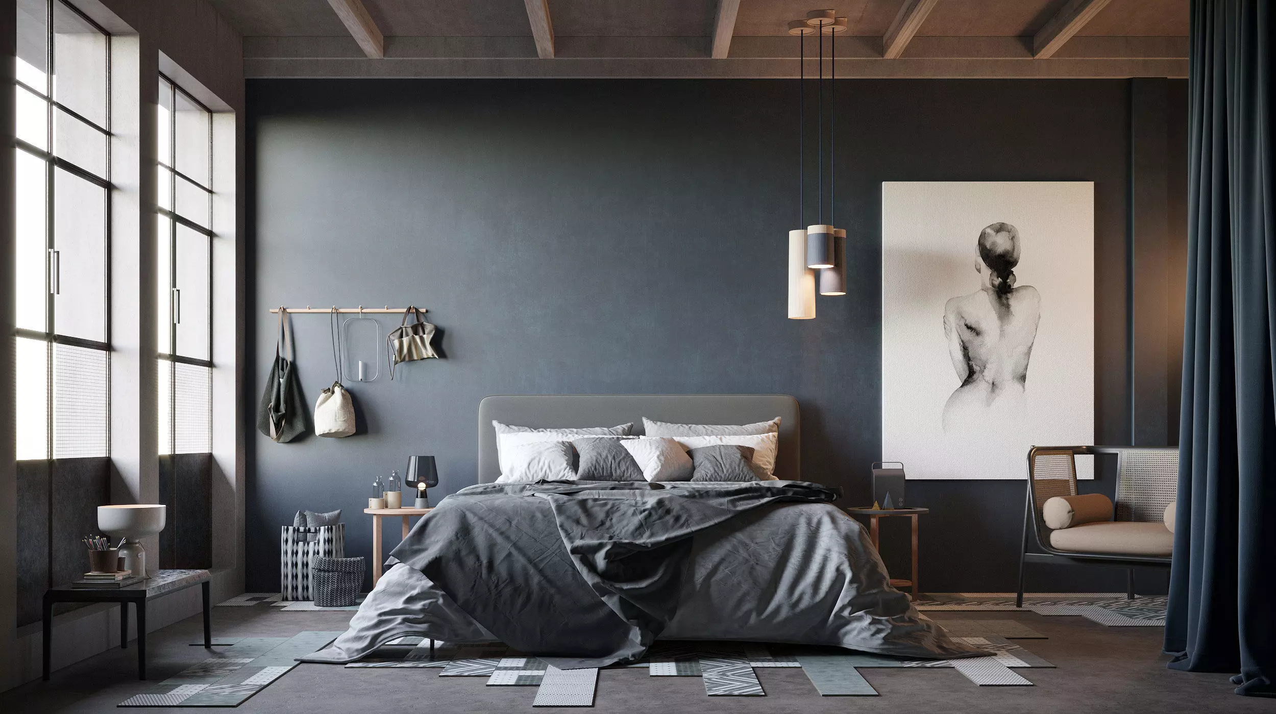 Cozy Bedroom interior scene 3D model_0