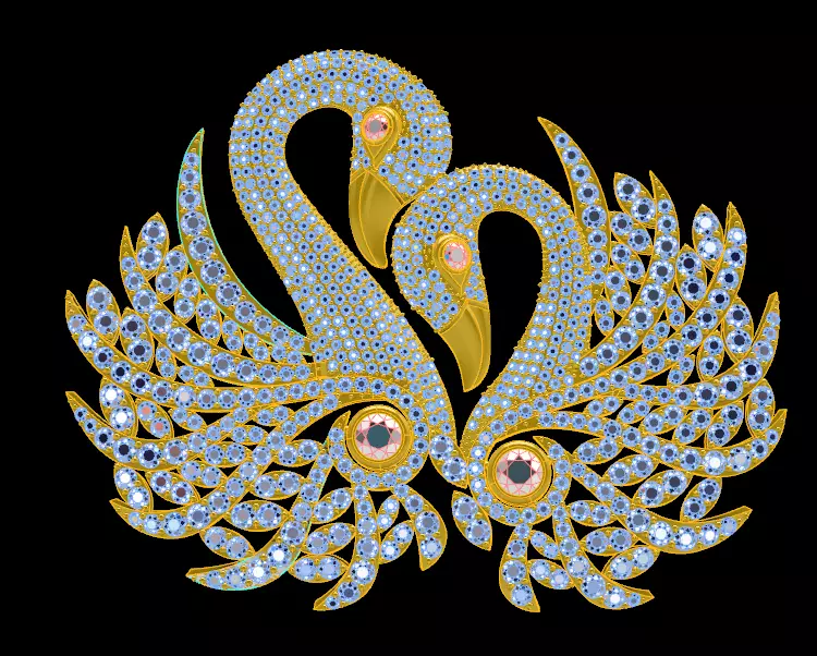 Demol of Swan 3D modern Swan pendant with gems 3D print model 3D print model