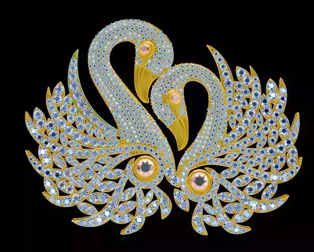 Demol of Swan 3D modern Swan pendant with gems 3D print model 3D print model