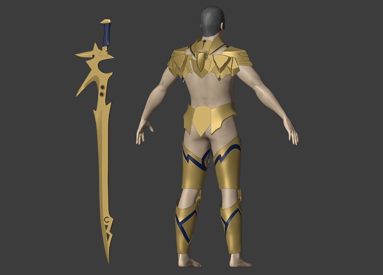 Gilgamesh armor and sword 3D print model_3