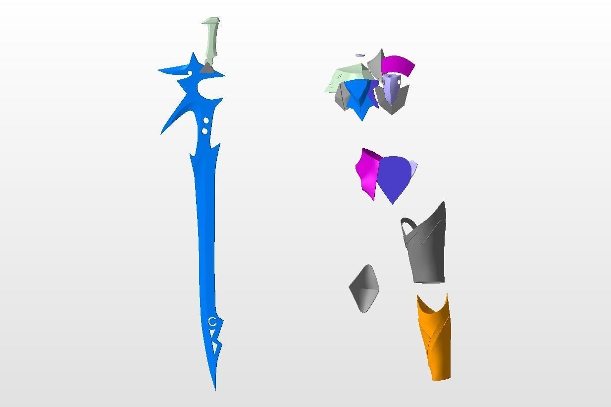 Gilgamesh armor and sword 3D print model_5