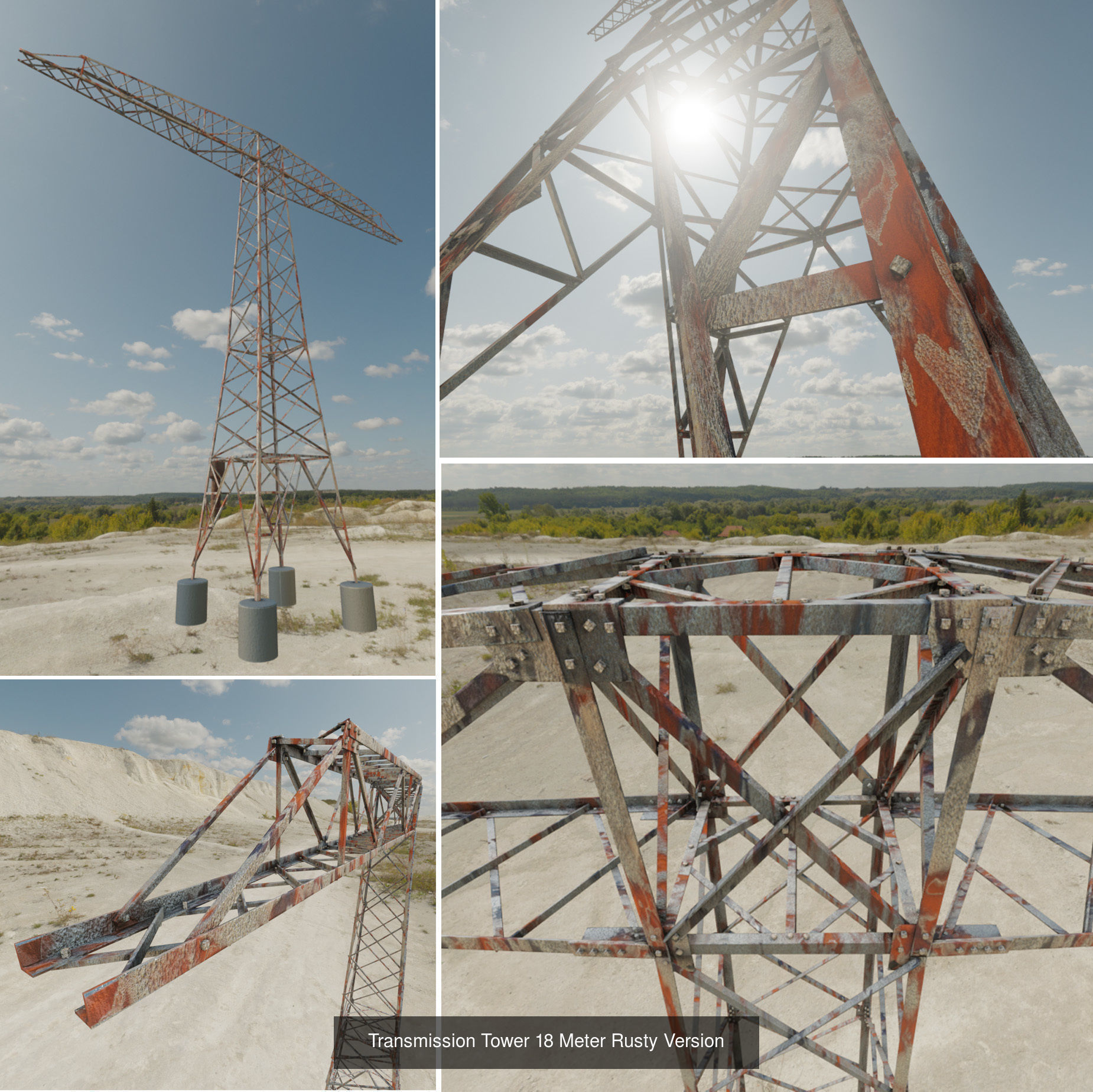 Rusty Transmission Tower Package 3D Model Collection_5