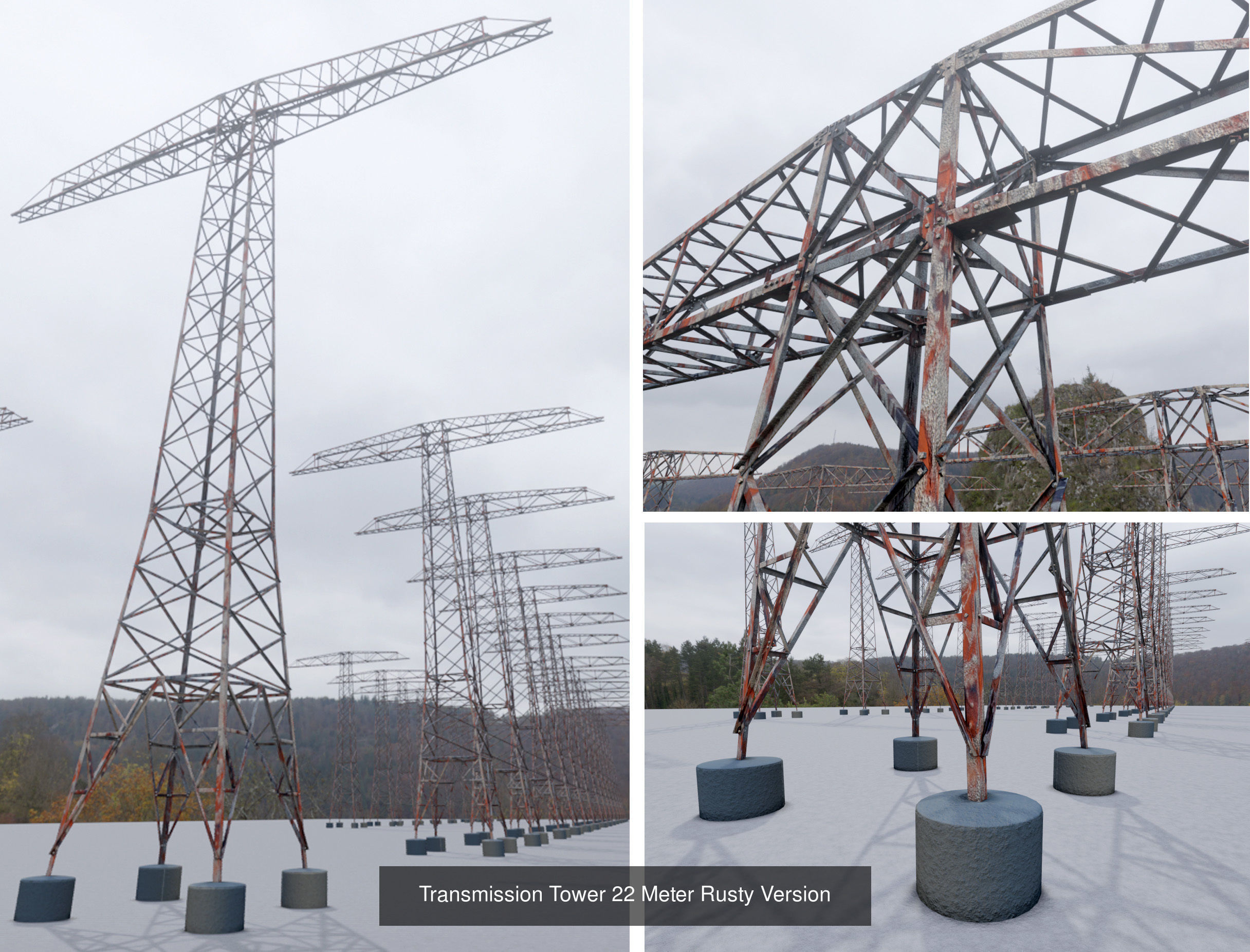 Rusty Transmission Tower Package 3D Model Collection_6