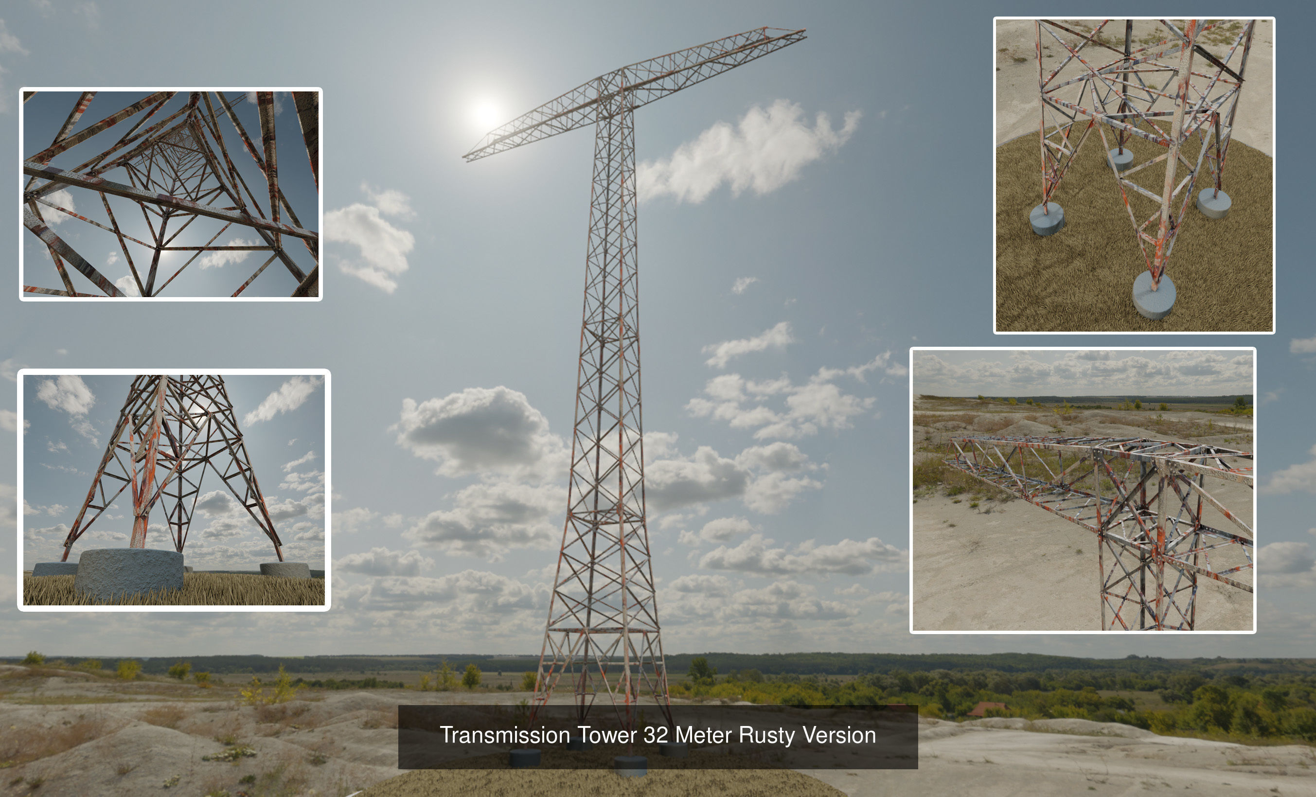 Rusty Transmission Tower Package 3D Model Collection_7