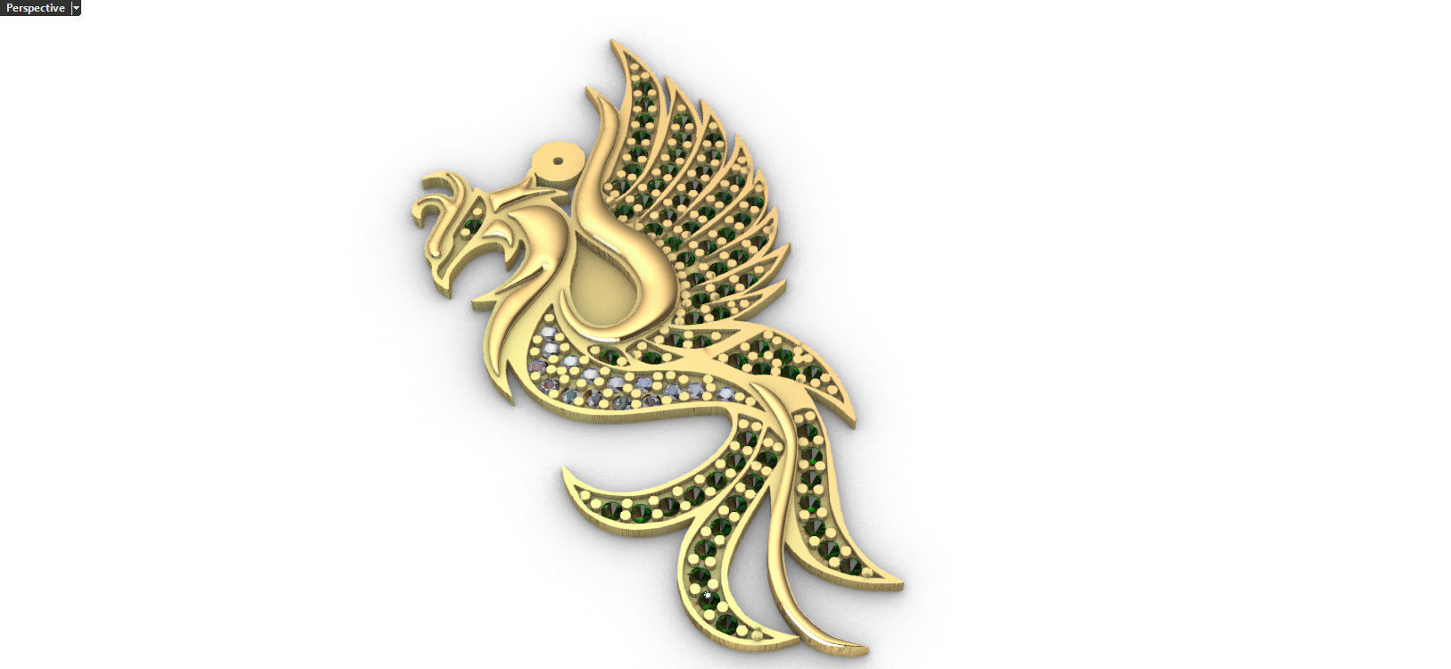 phoenix brooch 3D print model_1