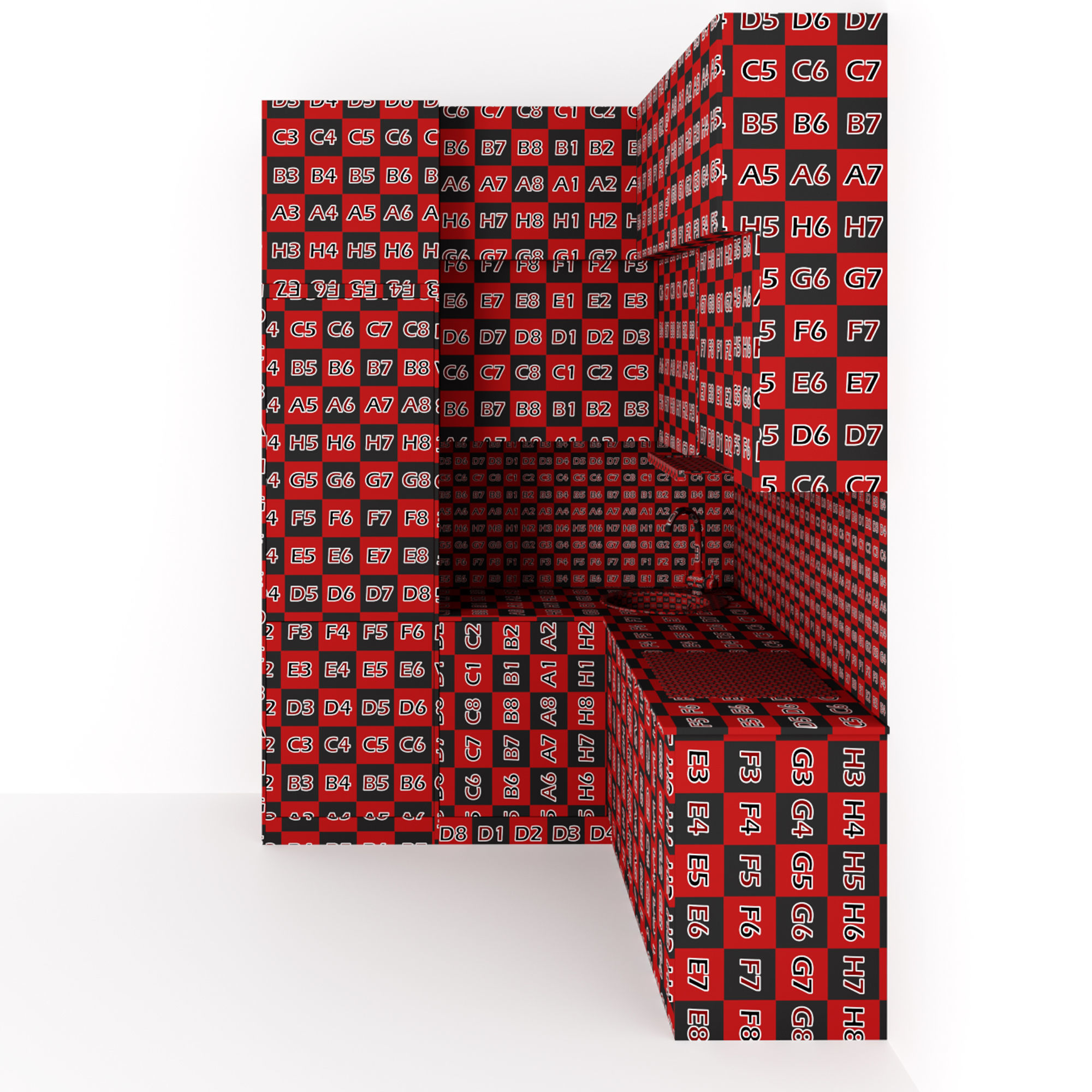 Kitchen 5 room with patterns on walls 3D model_13