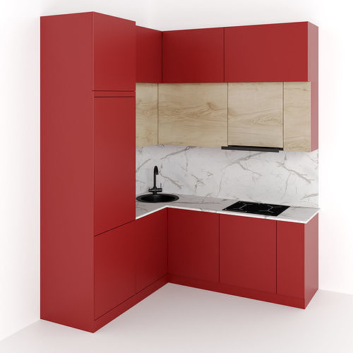 Kitchen 5 room with patterns on walls 3D model