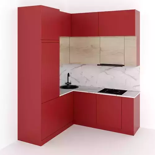 Kitchen 5 room with patterns on walls 3D model