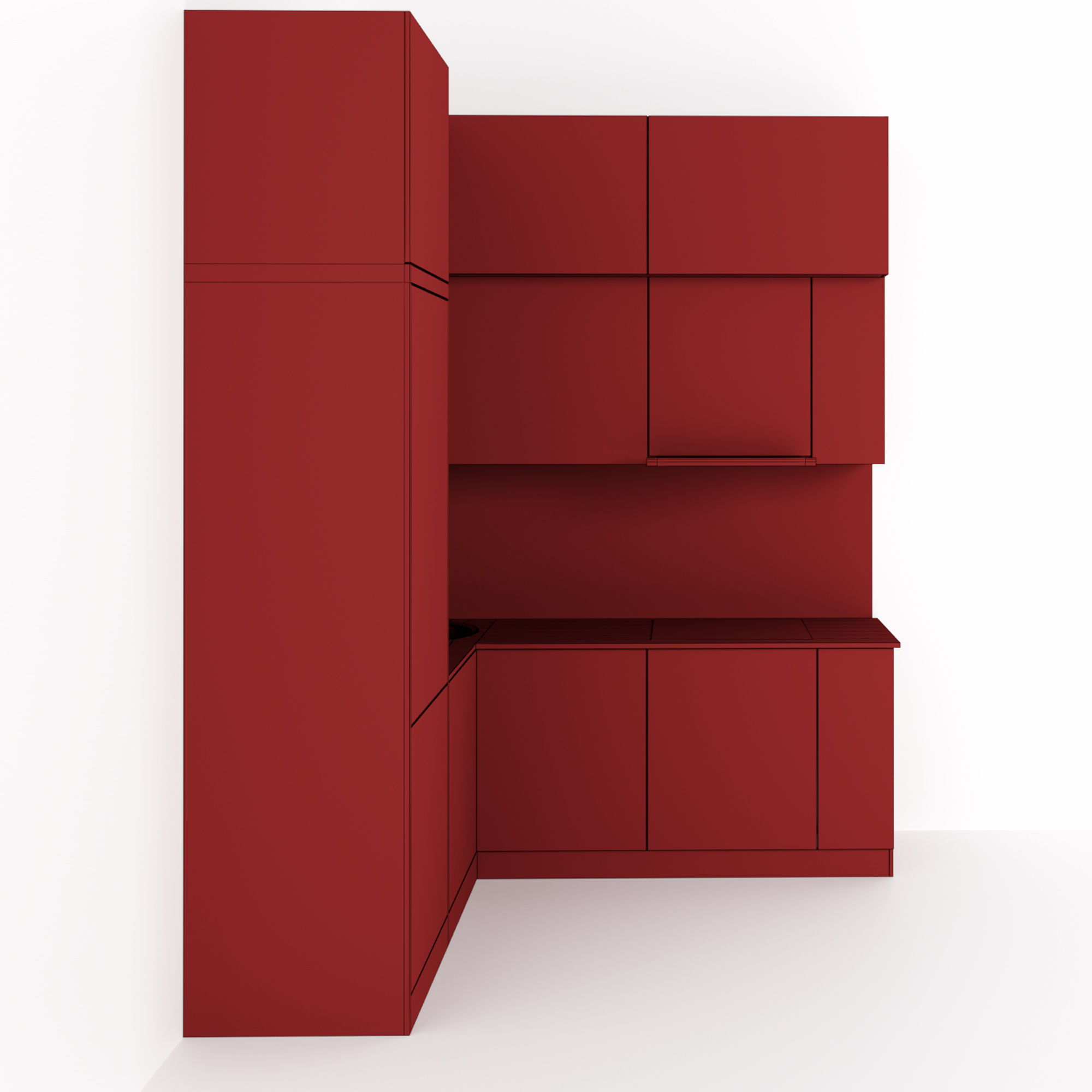 Kitchen 5 room with patterns on walls 3D model_7