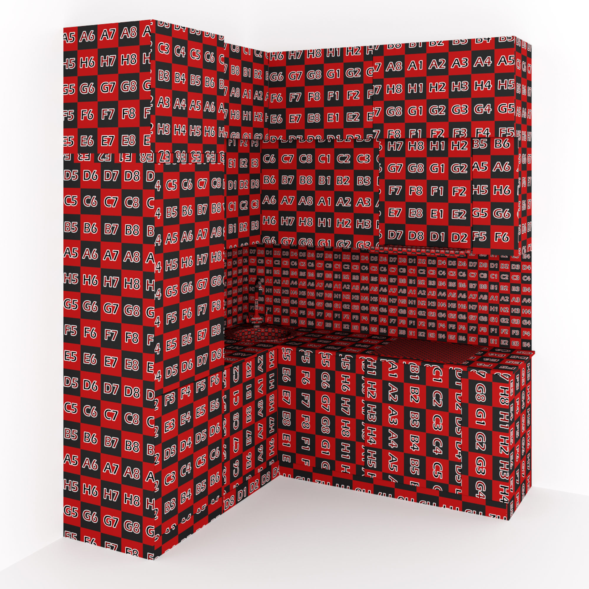Kitchen 5 room with patterns on walls 3D model_10