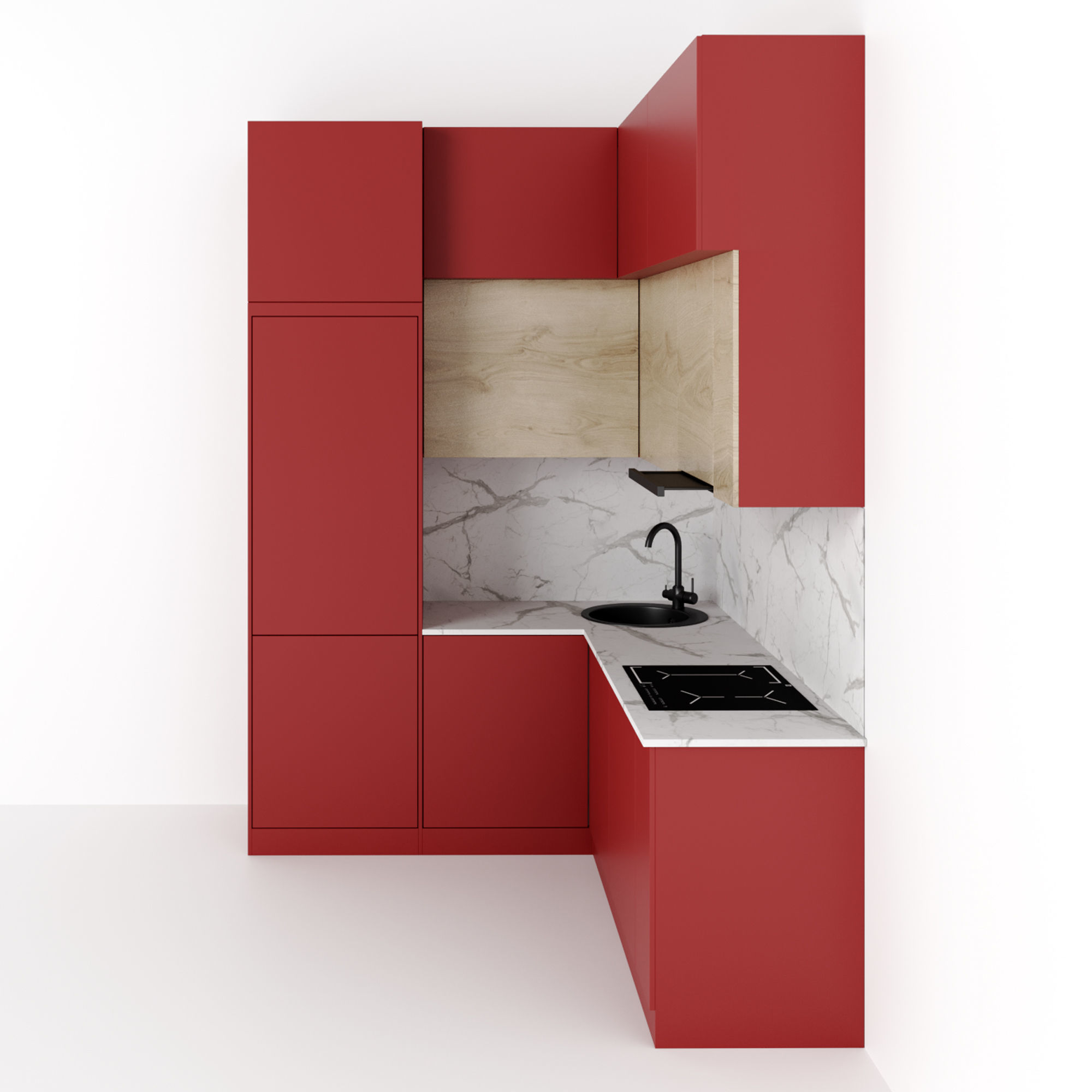 Kitchen 5 room with patterns on walls 3D model_3