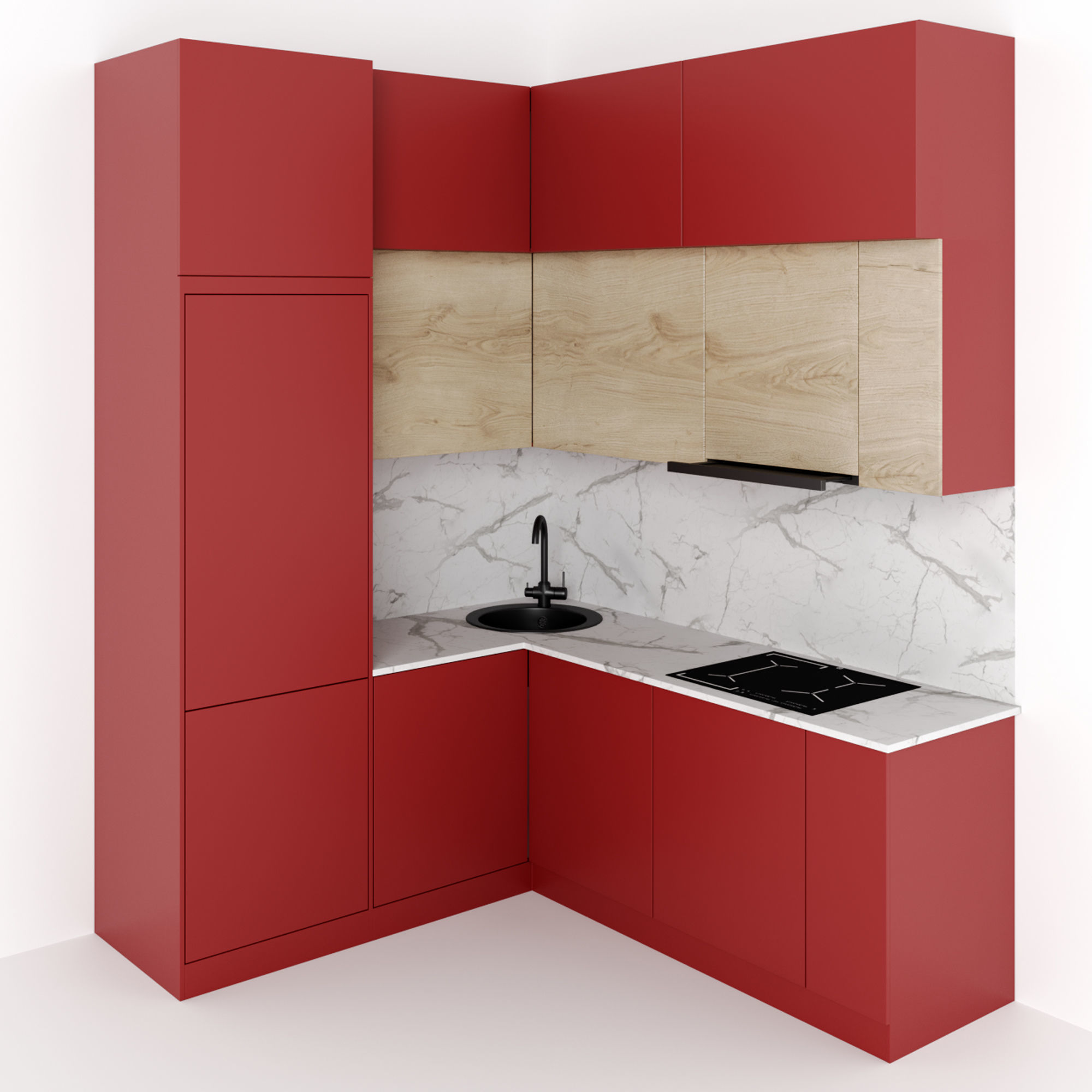 Kitchen 5 room with patterns on walls 3D model_1