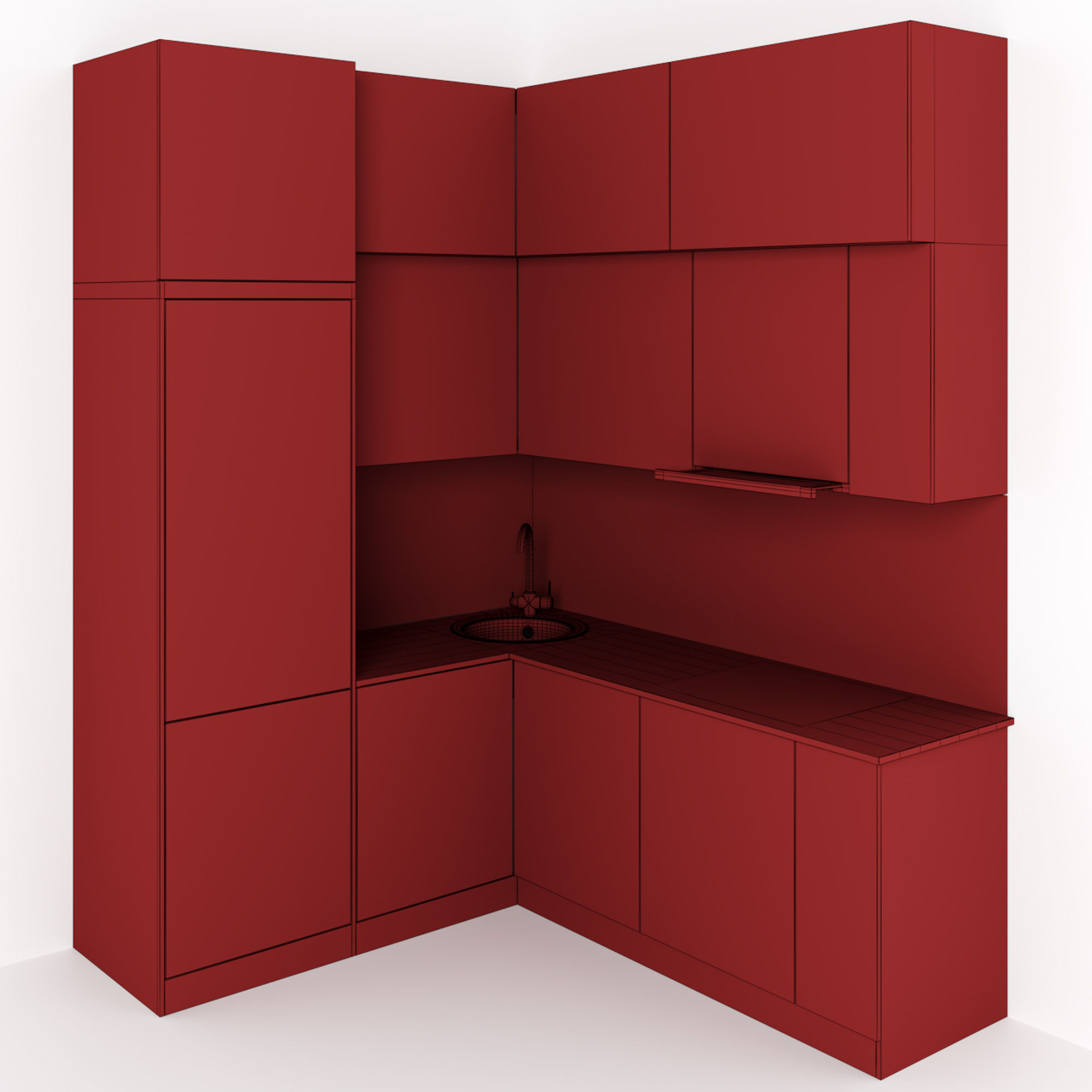 Kitchen 5 room with patterns on walls 3D model_6