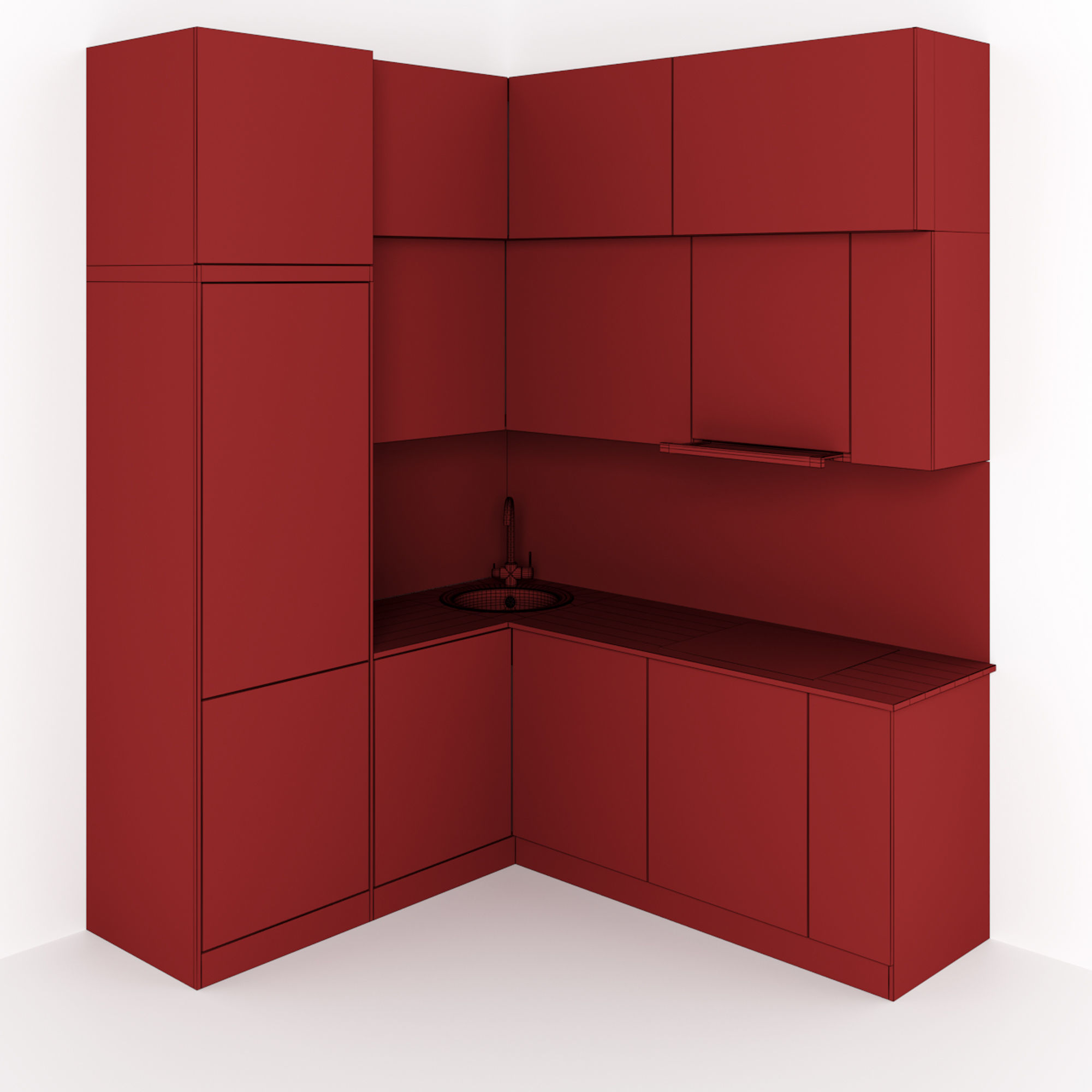 Kitchen 5 room with patterns on walls 3D model_9