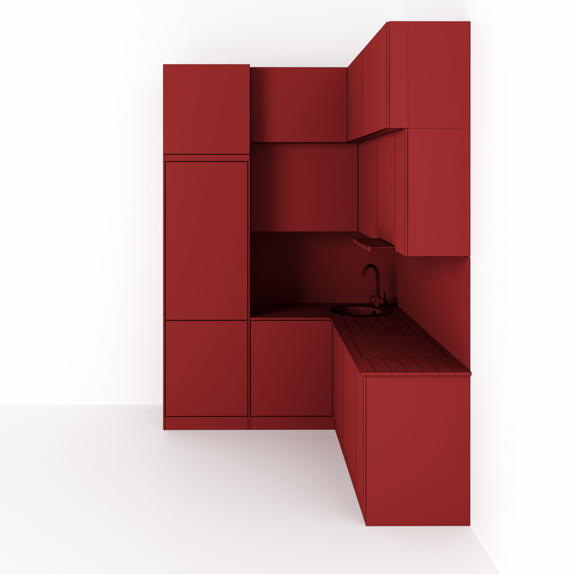 Kitchen 5 room with patterns on walls 3D model_8