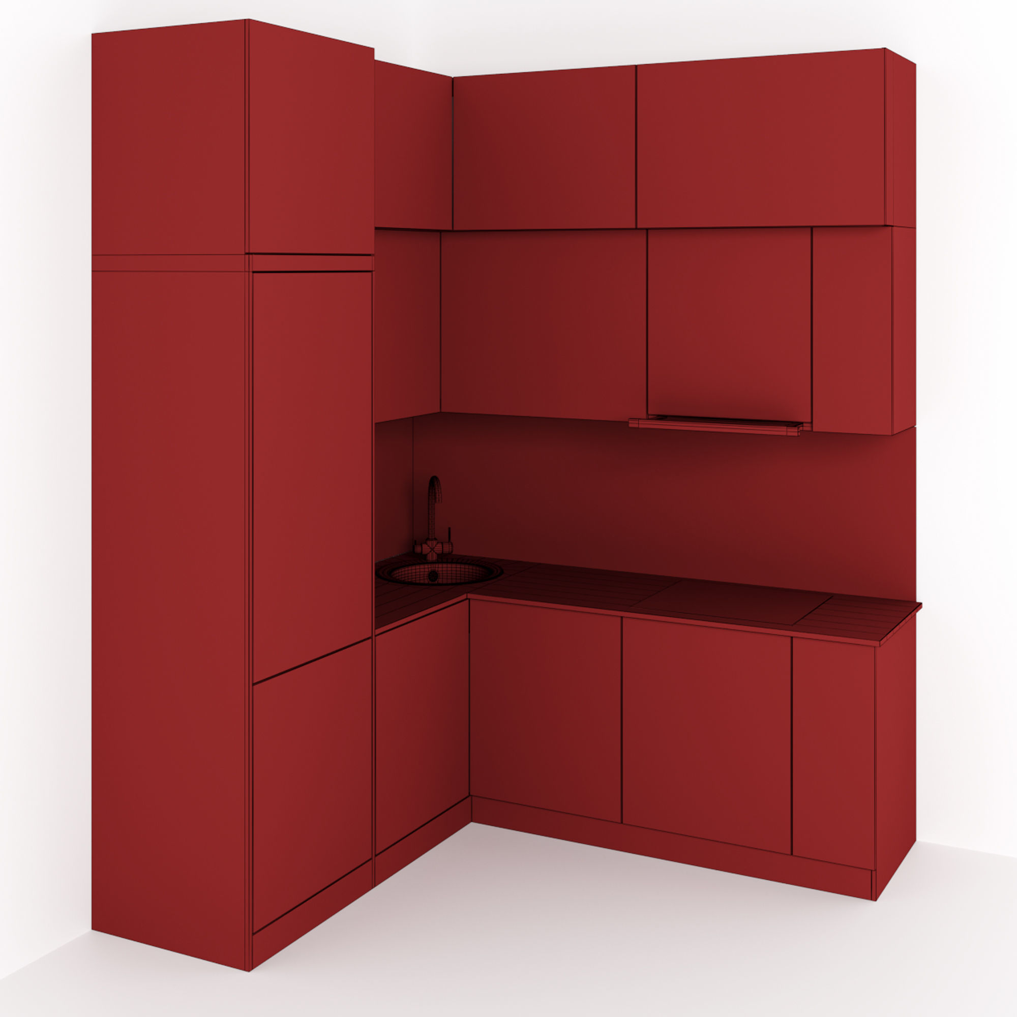 Kitchen 5 room with patterns on walls 3D model_5