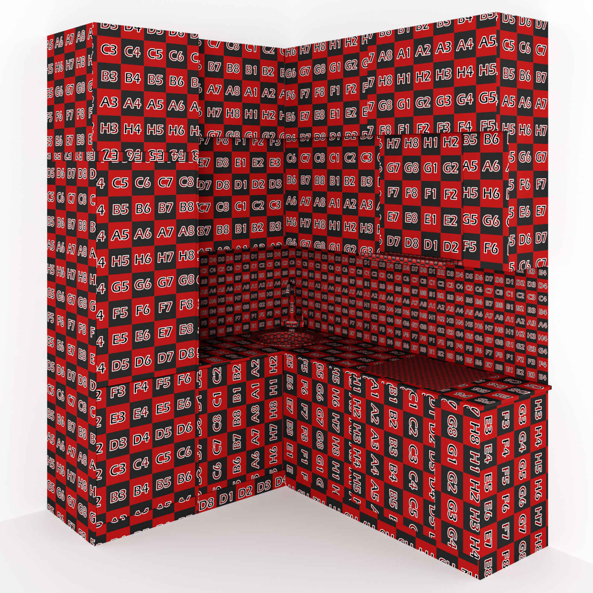 Kitchen 5 room with patterns on walls 3D model_11