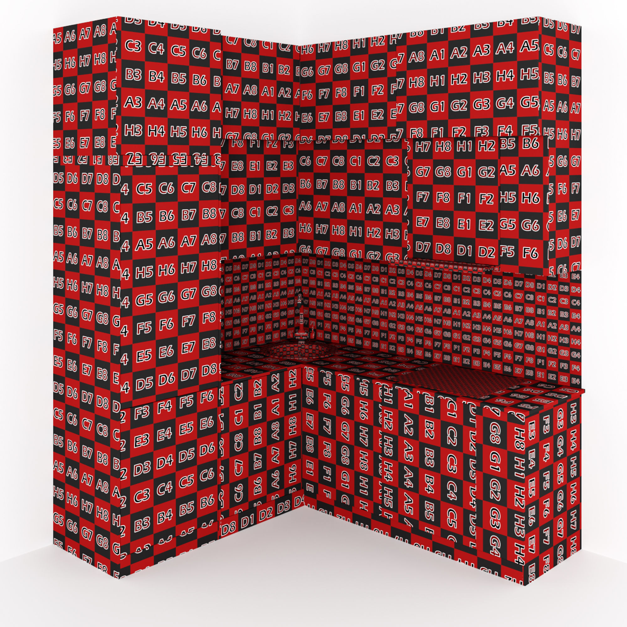 Kitchen 5 room with patterns on walls 3D model_14