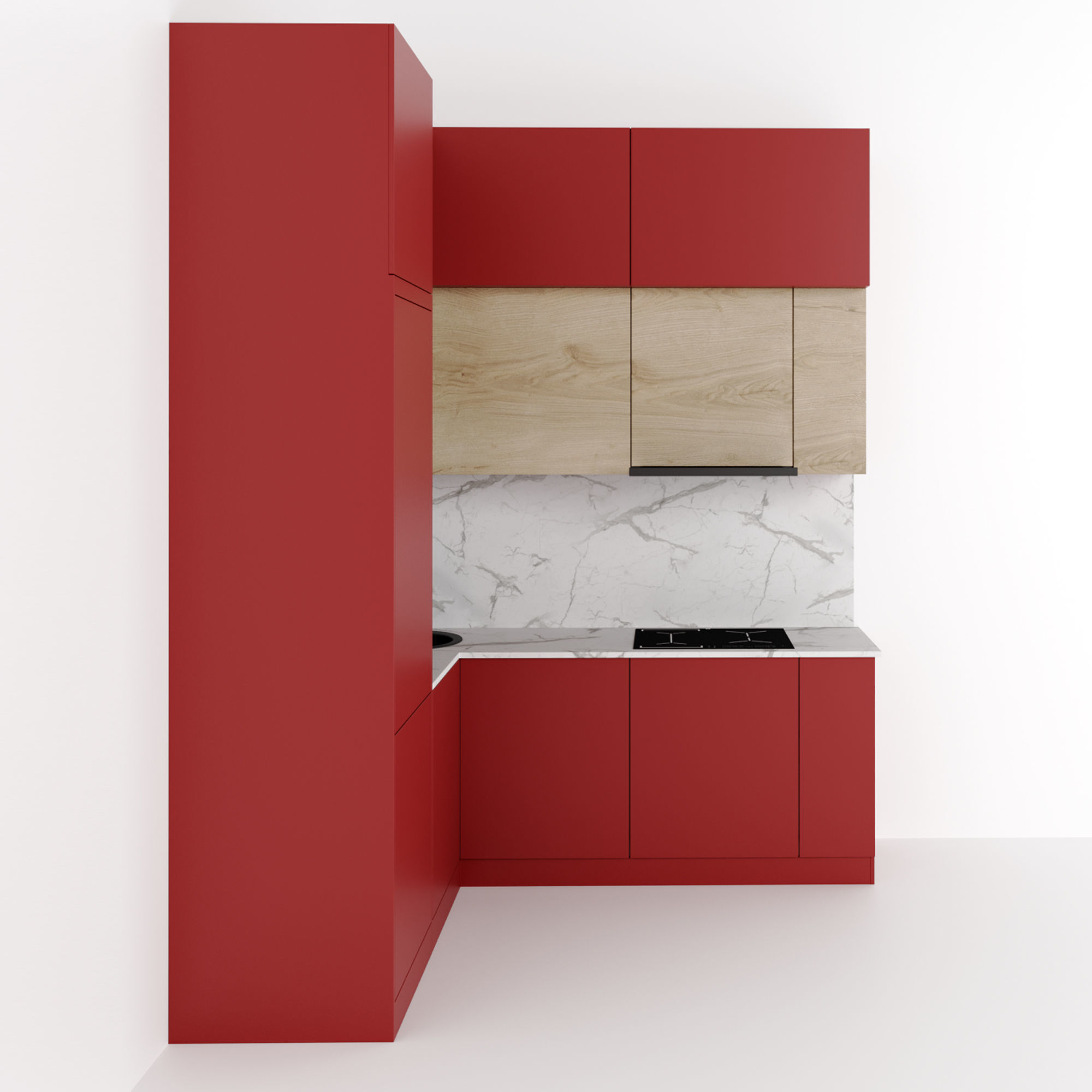 Kitchen 5 room with patterns on walls 3D model_2