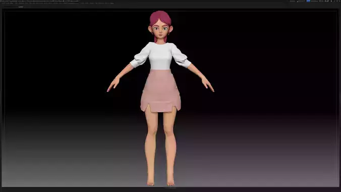 ZBrush Stylized Character Girl Base Mesh - Amy Girl Style 26