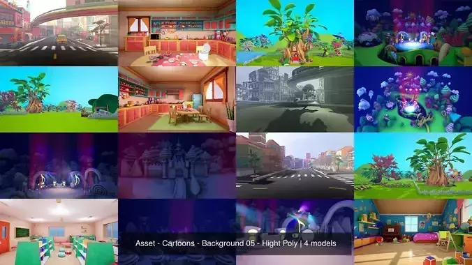 Asset - Cartoons - Background 05 - Hight Poly 3D Model Collection