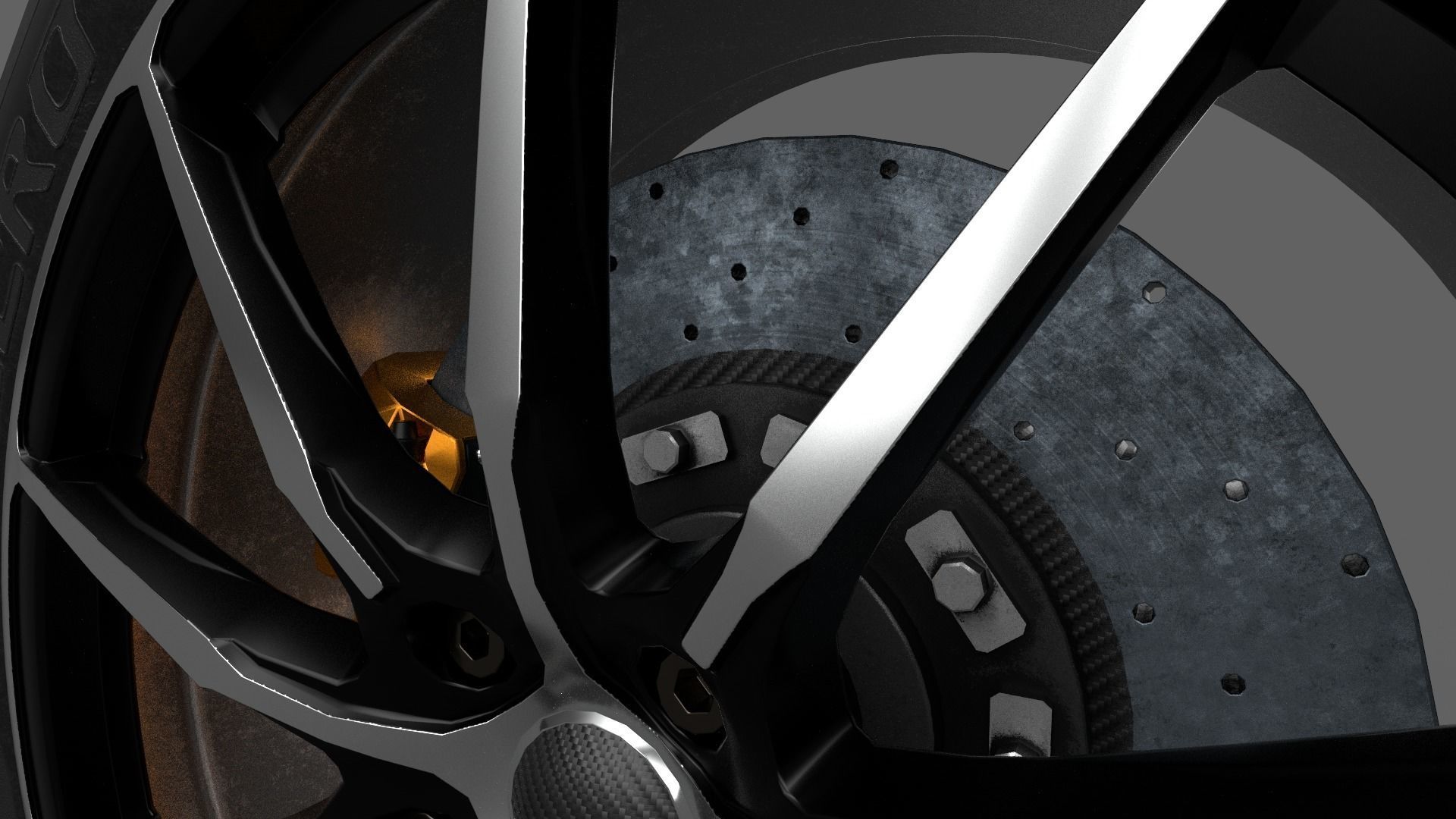 Car Wheel Game Ready Low-poly 3D model_4