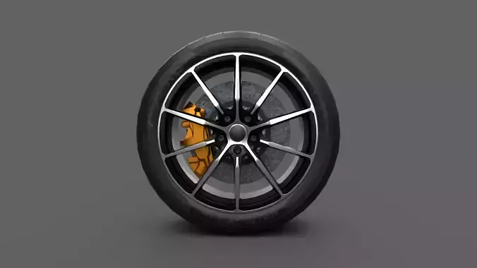 Car Wheel Game Ready Low-poly 3D model