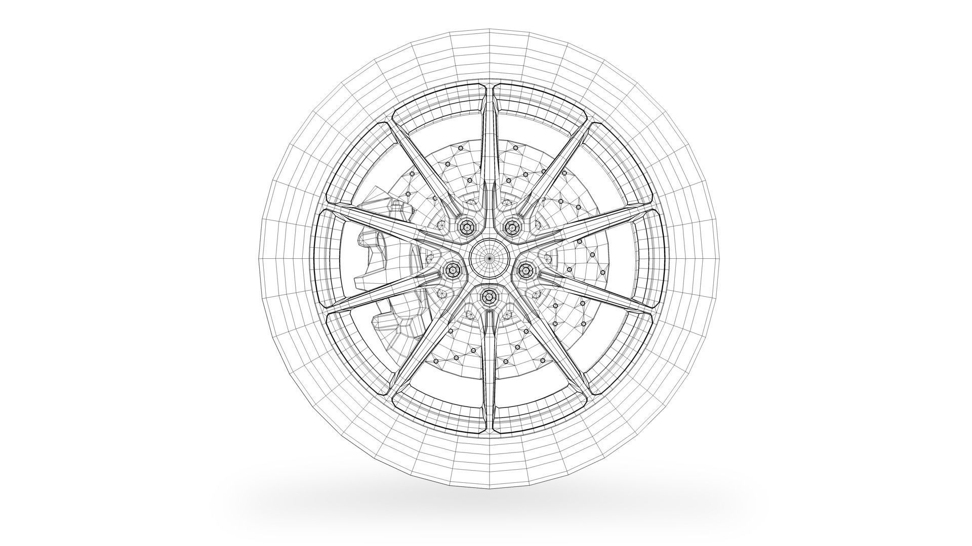 Car Wheel Game Ready Low-poly 3D model_6