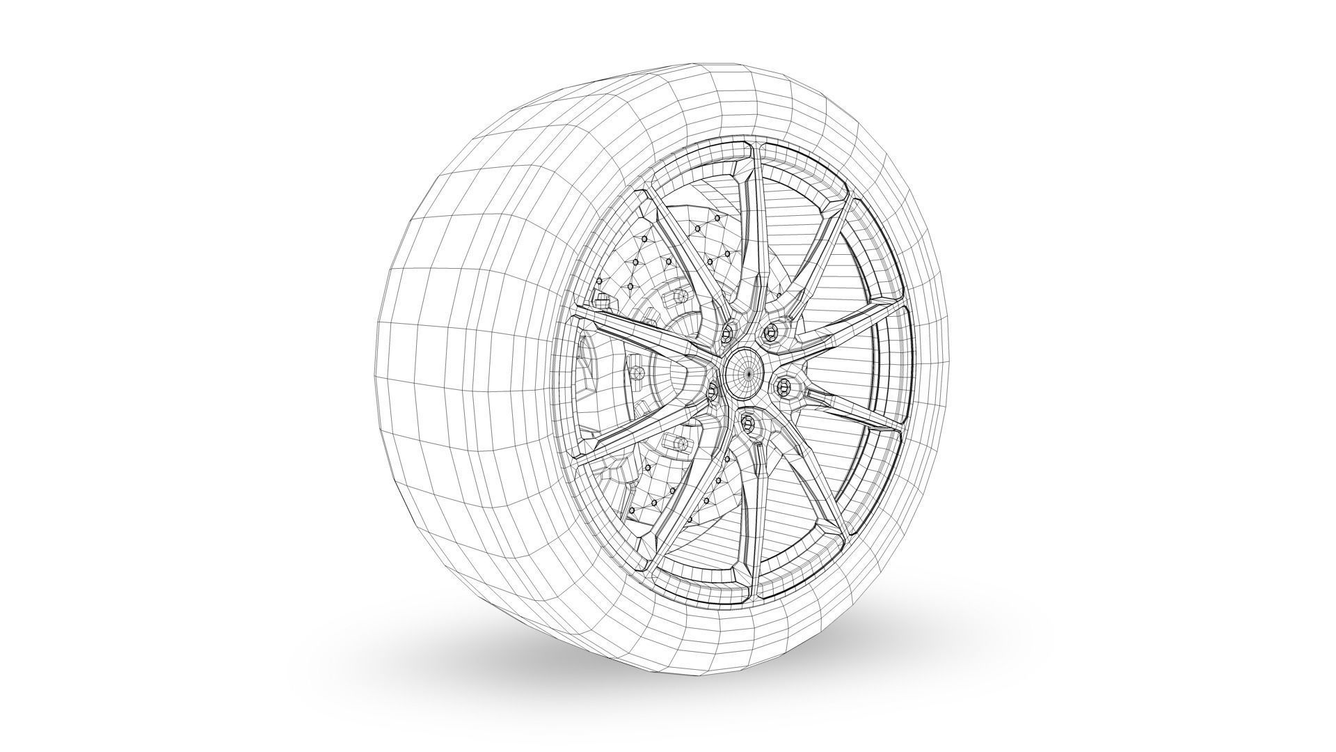 Car Wheel Game Ready Low-poly 3D model_5