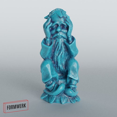 sitting Old Man - 5 different Render materials included 3D print model