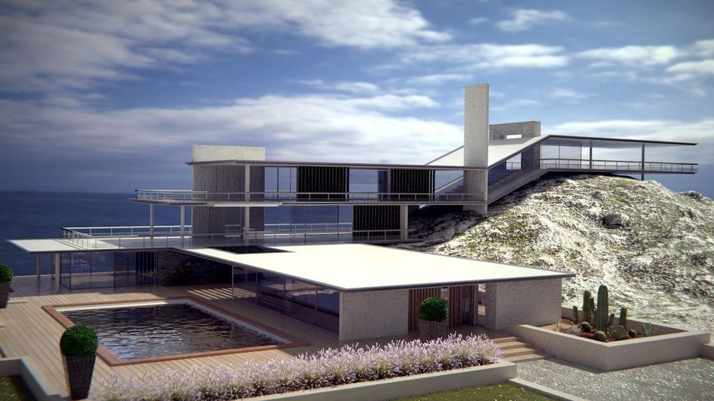 Modern style original sea House 3D model_1