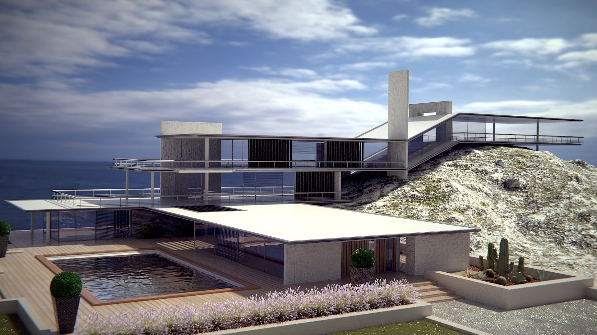 Modern style original sea House 3D model_0
