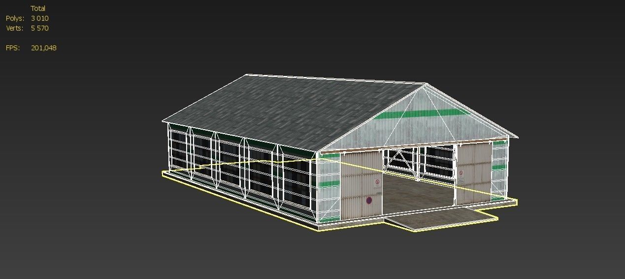 Hangar shed Low-poly 3D model_6