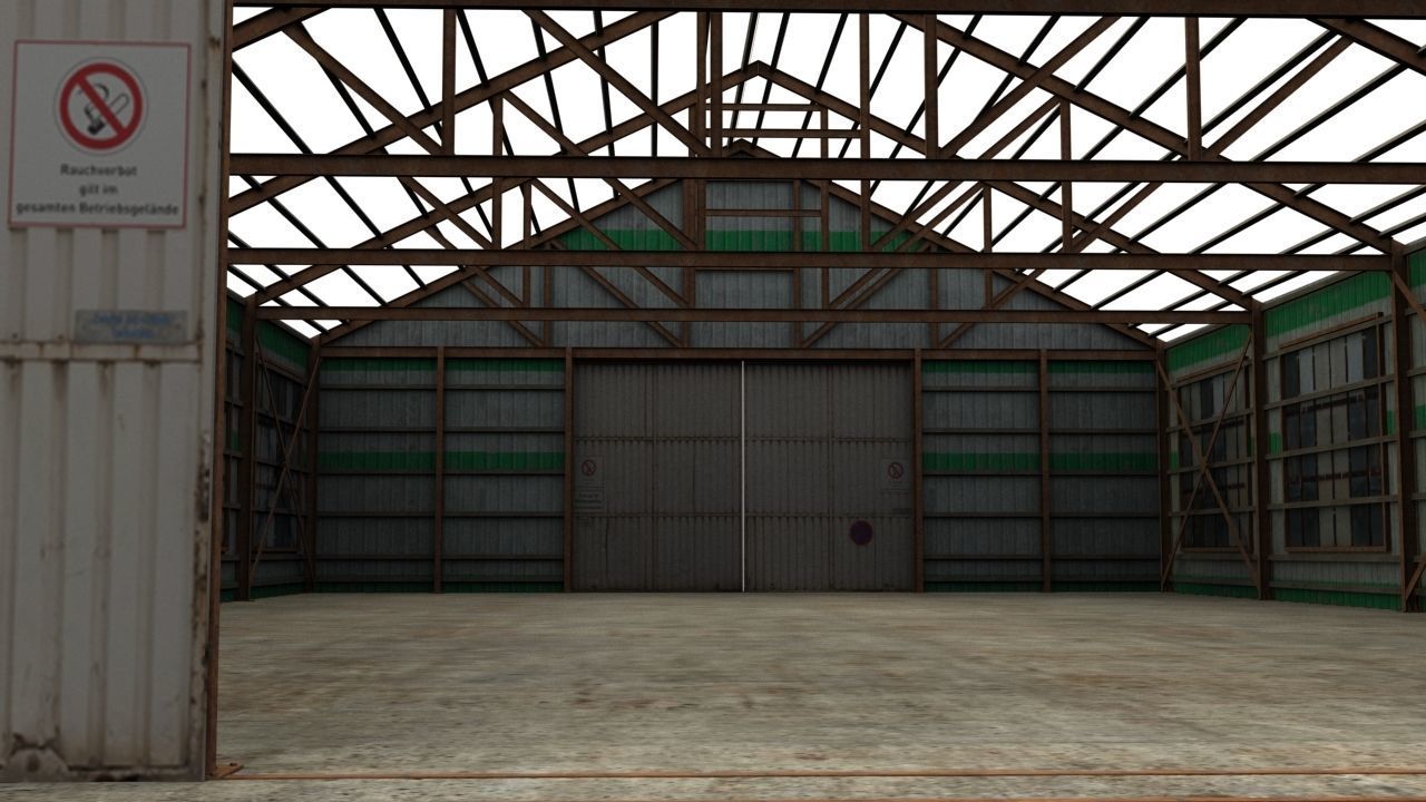 Hangar shed Low-poly 3D model_5