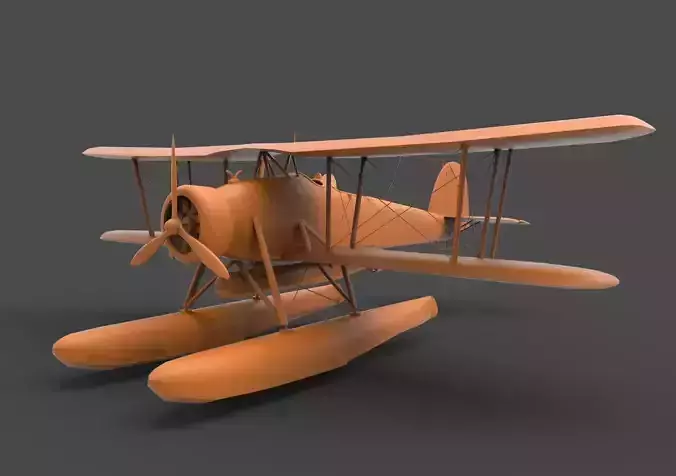 biplane orange 3D print model