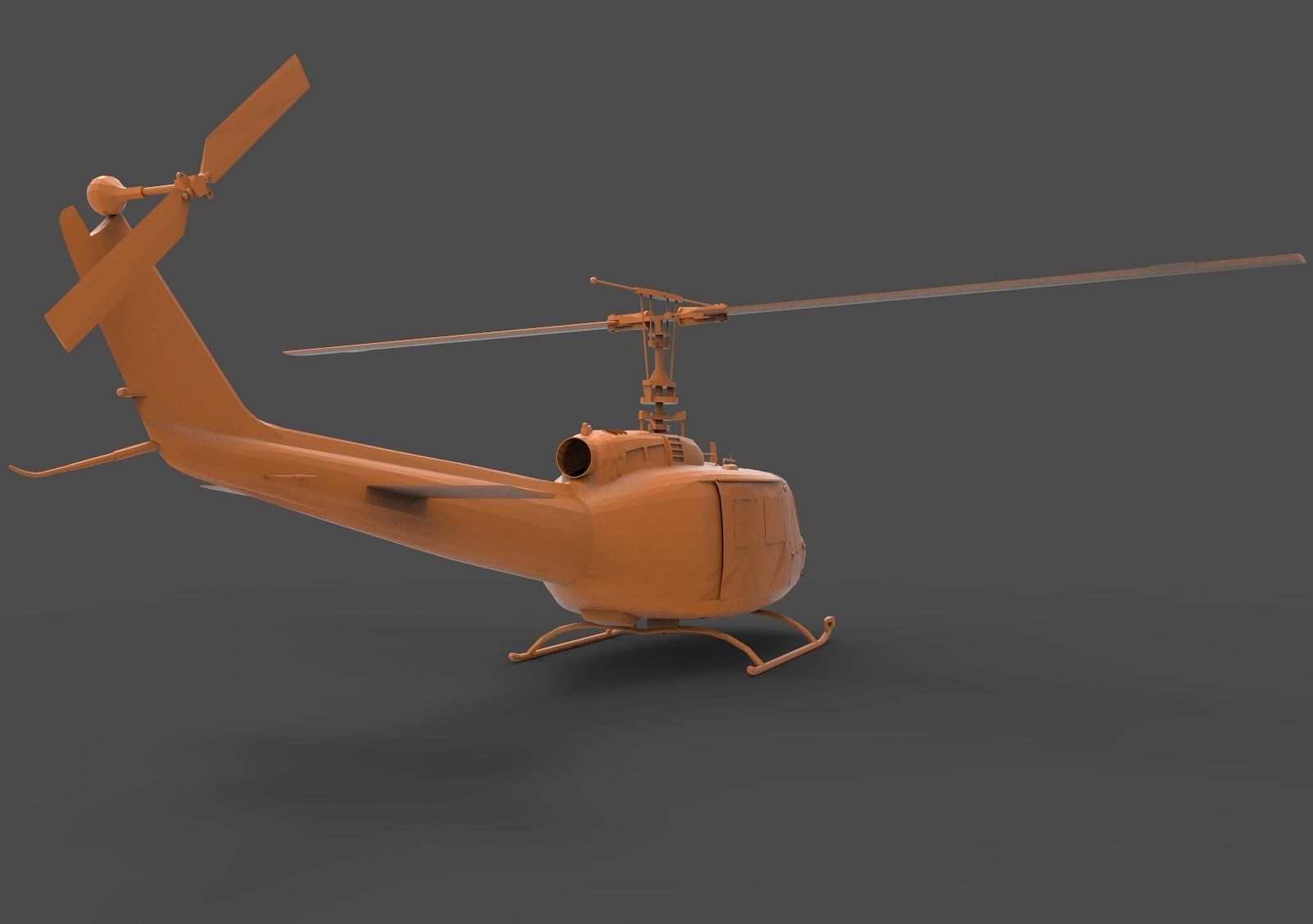 UH-1H orange helicopter 3D print model_4